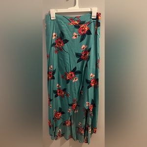 Express teal and floral skirt